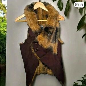 Vintage Y2K  faux fur western vest M